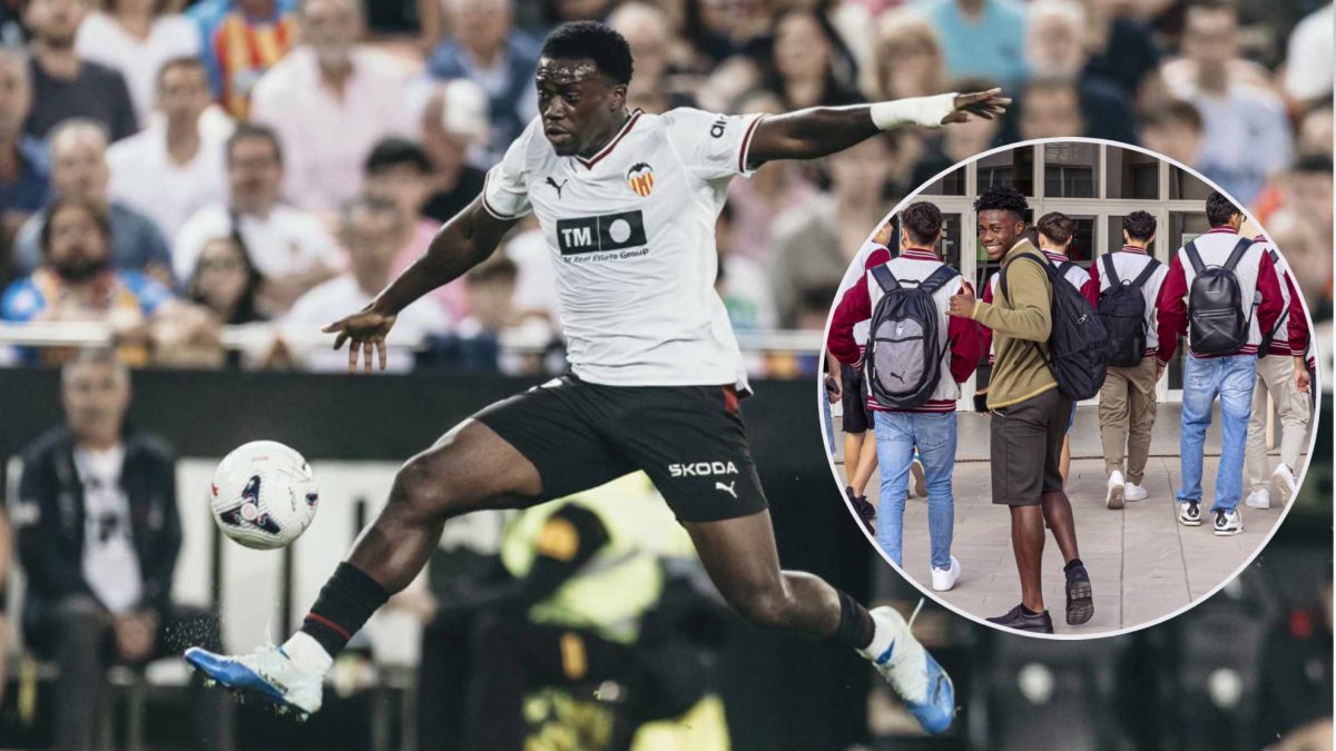 David Otorbi, joven futbolista del Valencia, durante un entrenamiento del club